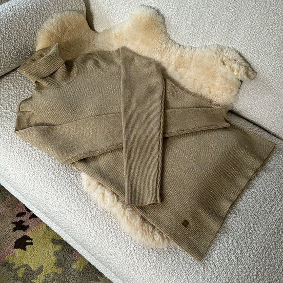 Ralph Lauren metallic gold turtle neck sweater sz XL - Picture 1 of 4